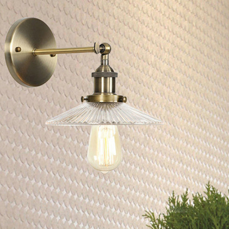 Avtoit | A wall lamp with a conical shade made of clear prismatic glass Industrial dining room wall light lighting fixture