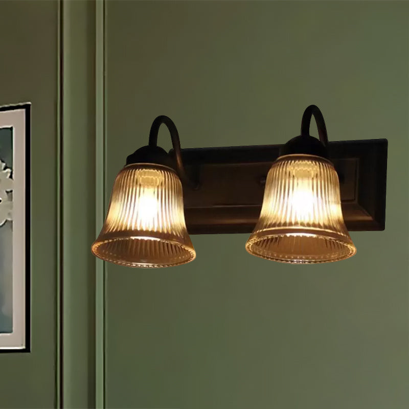 Avtoit | Bell Clear Texture Glass Wall Lamp Industry One Lamp Bedroom Sconce Light in Black