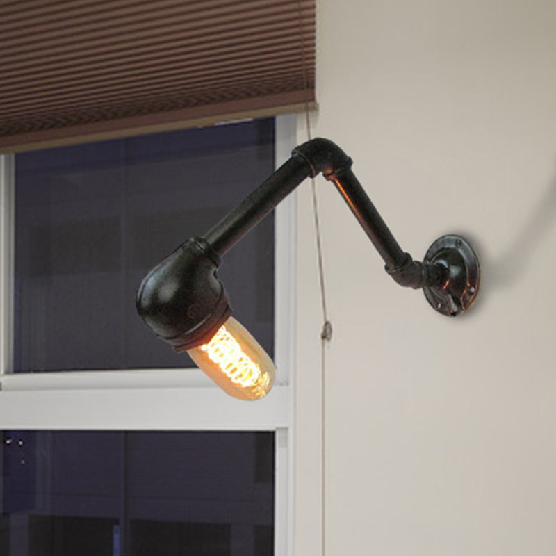 Avtoit | Black version 1 bulb wall light fixture industrial style metal pipe wall lighting for living room