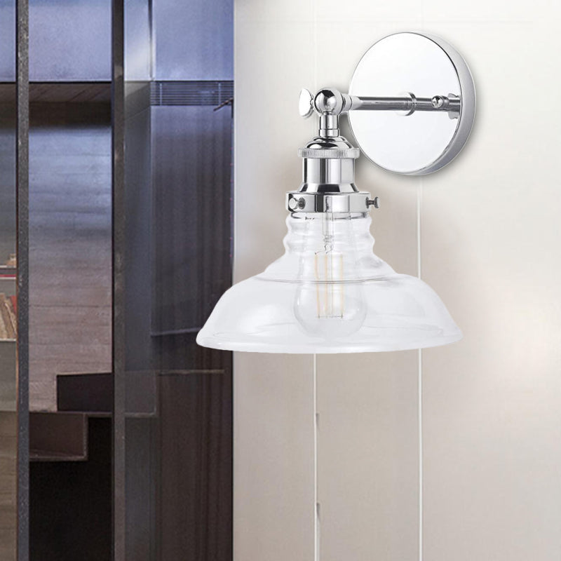 Avtoit | Clear Glass Chrome/Nickel Wall Light Barn 1-Bulb Industrial Wall Lamp for the Kitchen