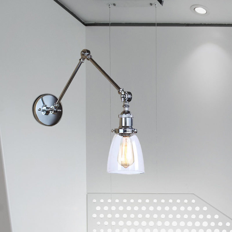 Avtoit | Tapered Accent Wall Lamp Antique Clear Glass 1 Light Black/Silver/Brass Wall Lamp with Swingarm