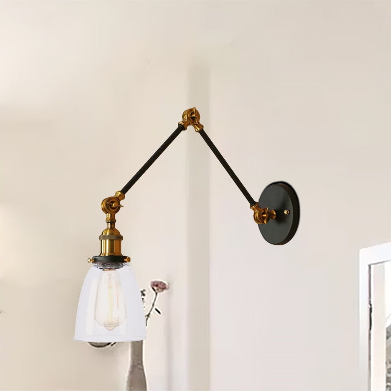 Avtoit | Tapered Accent Wall Lamp Antique Clear Glass 1 Light Black/Silver/Brass Wall Lamp with Swingarm