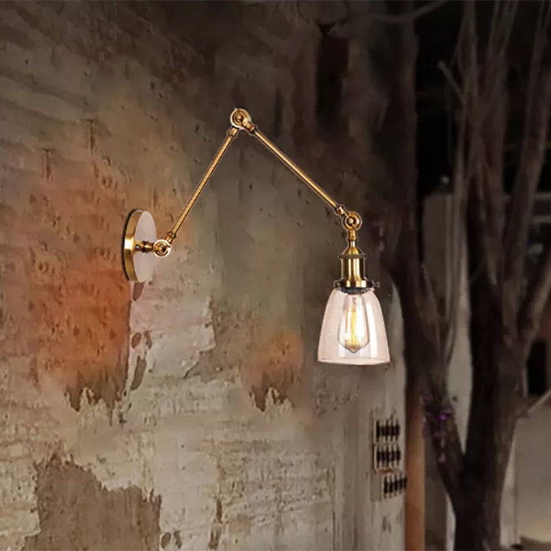 Avtoit | Tapered Accent Wall Lamp Antique Clear Glass 1 Light Black/Silver/Brass Wall Lamp with Swingarm