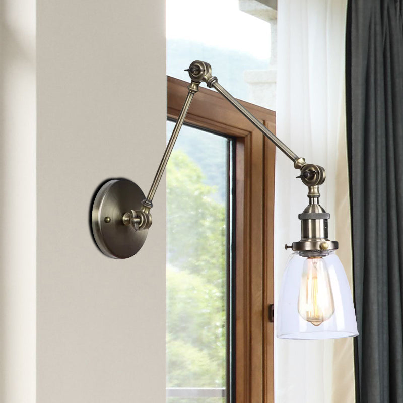 Avtoit | Tapered Accent Wall Lamp Antique Clear Glass 1 Light Black/Silver/Brass Wall Lamp with Swingarm