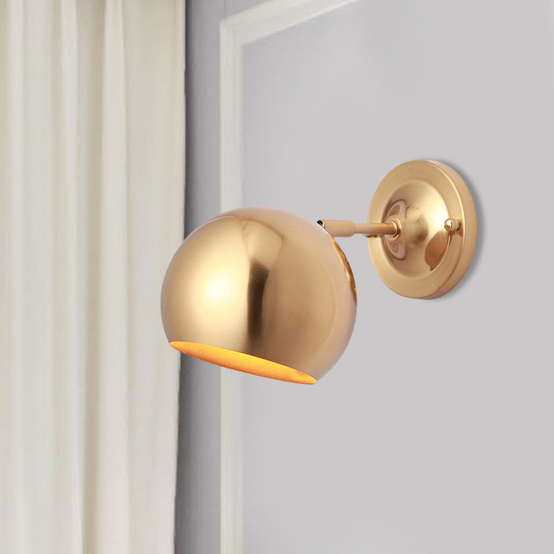 Avtoit | Brass 1 Lightbulb Wall Lamp Sconces Loft Style Metal Globe Shade Wall Mounted Lamp for Dining Room