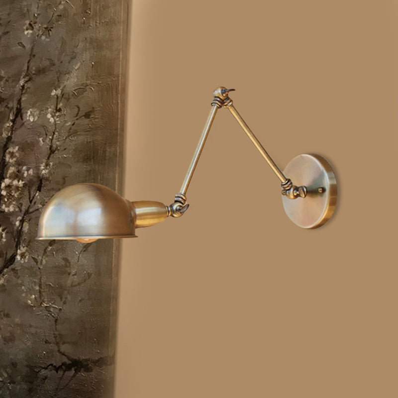 Avtoit | Retro Dome Wall Lamp 1 Bulb Metal Wall Lighting with Swingarm in Brass/Chrome for Bathroom