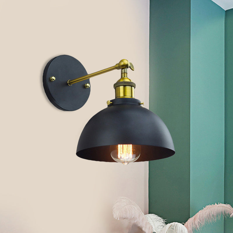 Avtoit | 1 Head Wall Light with Dome Shade Metal Rotatable Wall Lamp in Brass Finish for Balcony