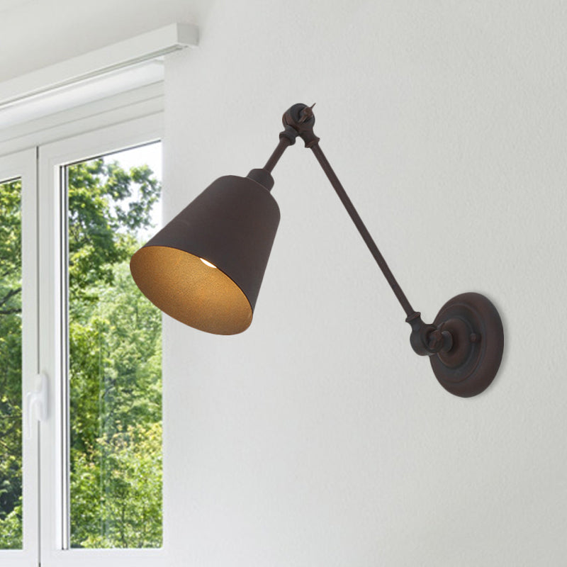 Avtoit | 1 Light Metal Wall Lamp Contemporary Black/Rust Colored Tailored Bedroom Wall Lamp Sconces with Adjustable Arm