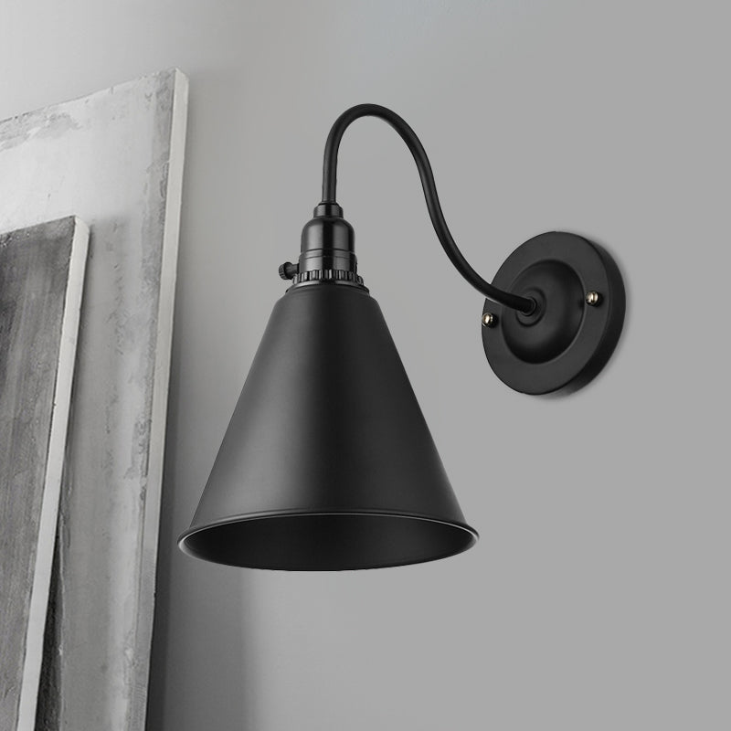 Avtoit | 1 head gooseneck wall light with conical shade industrial black metal wall lamp for the dining room