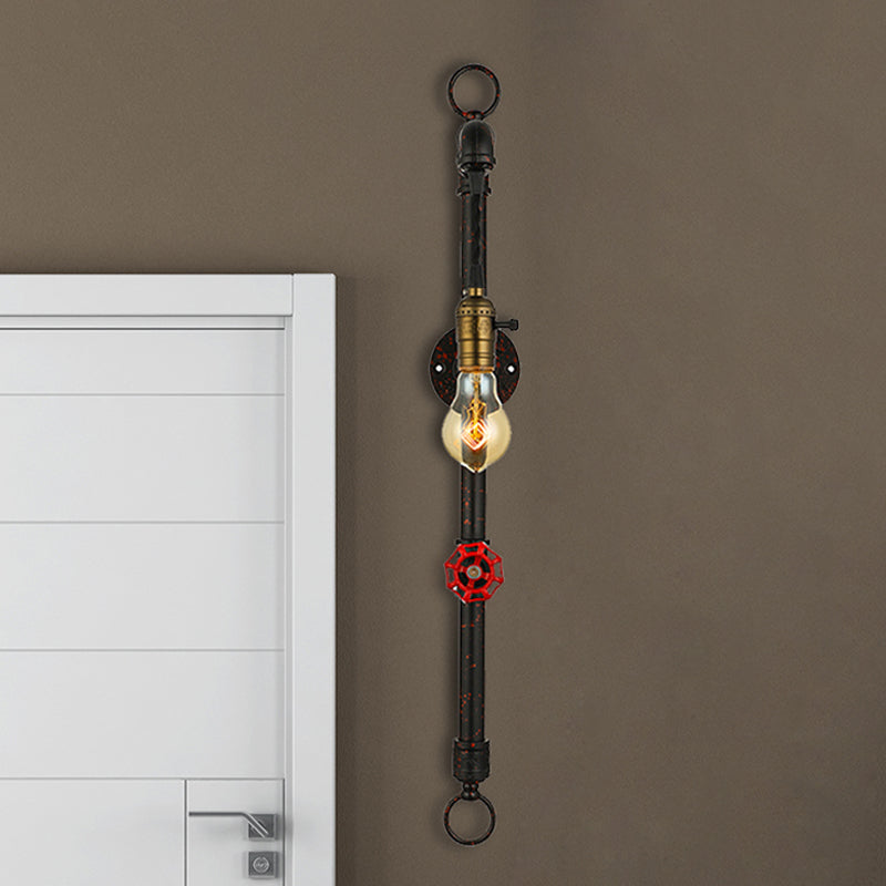 Avtoit | Dark Rust Pipe Wall Light with Valve Vintage Stylish Metal 1 Light Living Room Wall Lamp