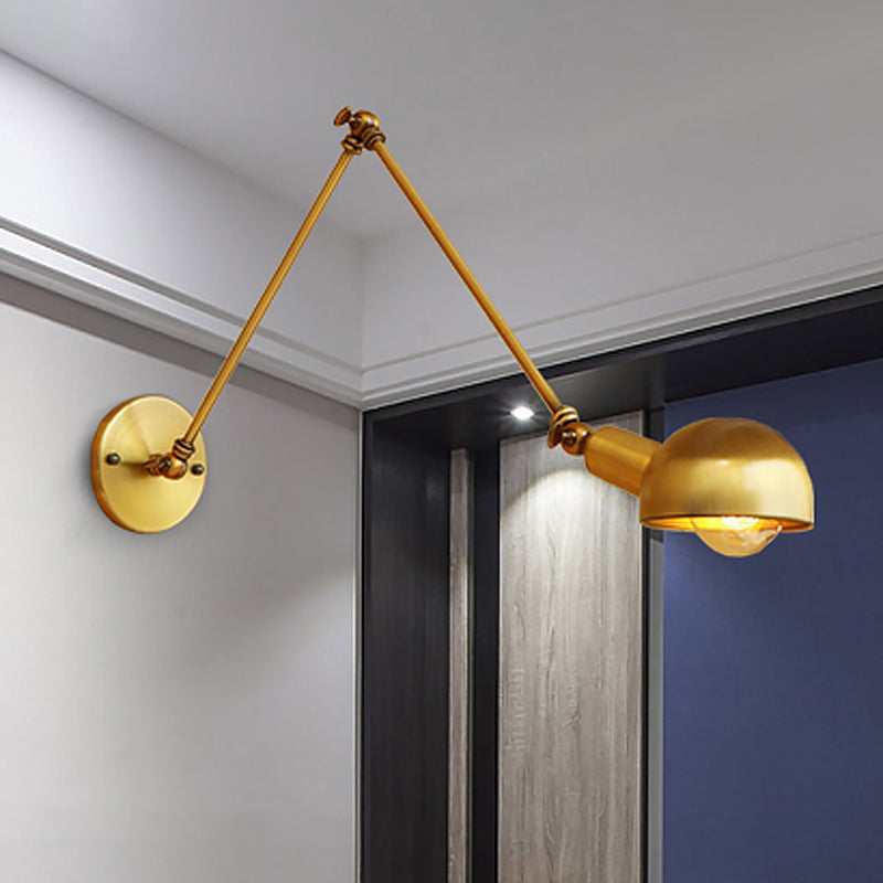 Avtoit | 1 Bulb Reading Lamp Wall Retro Style Bowl Lamp Iron Adjustable Wall Lighting in Brass for the Study