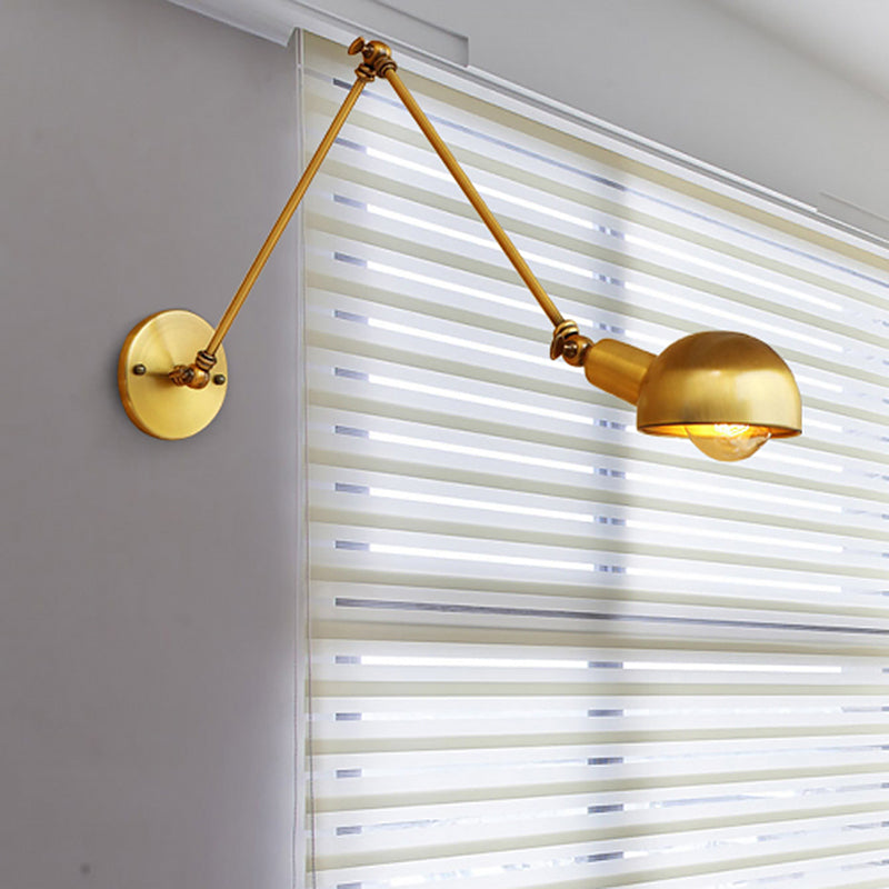 Avtoit | 1 Bulb Reading Lamp Wall Retro Style Bowl Lamp Iron Adjustable Wall Lighting in Brass for the Study