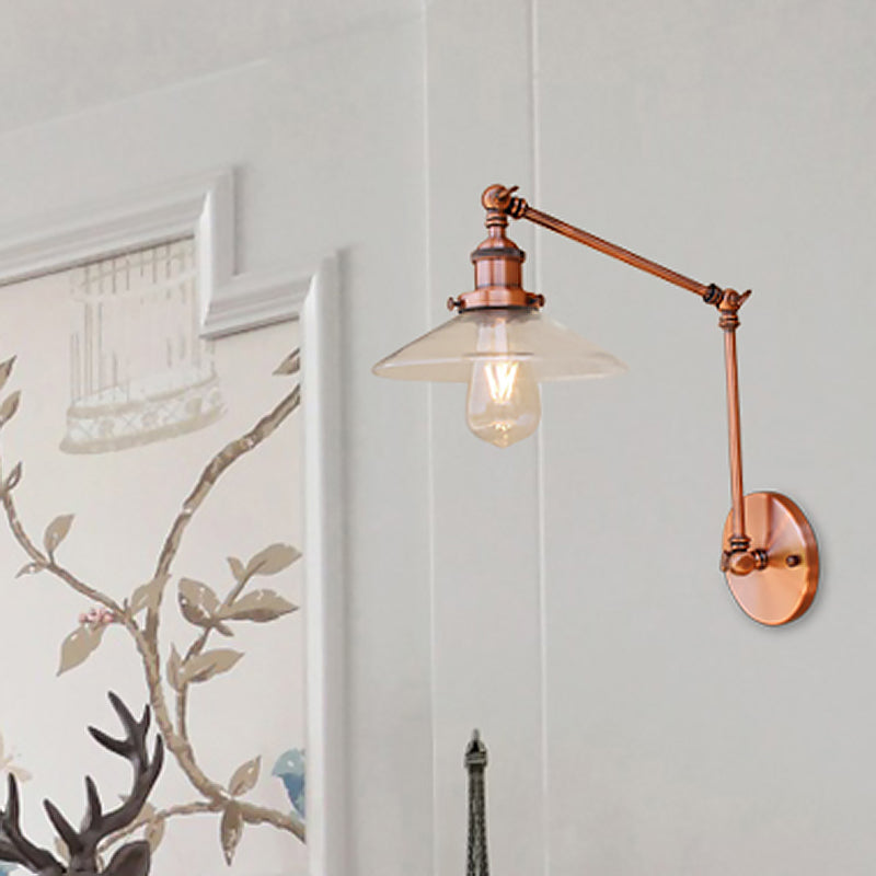 Avtoit | Rustic conical wall lighting 1 bulb clear glass wall light in copper for café