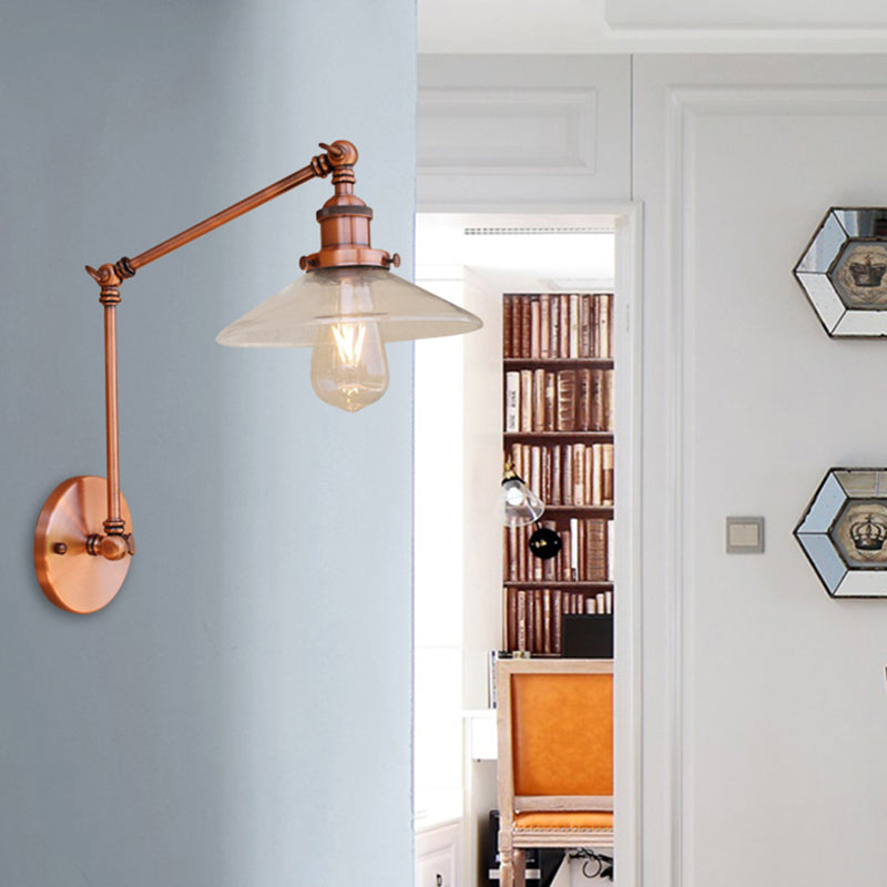 Avtoit | Rustic conical wall lighting 1 bulb clear glass wall light in copper for café