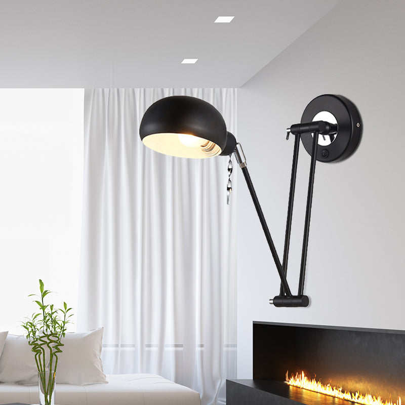 Avtoit | Bowl Living Room Wall Light with Swivel Arm Industrial Retro Metallic 1 Light Black Reading Wall Light
