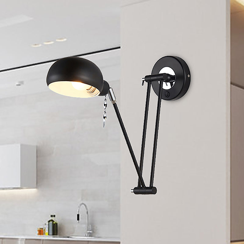 Avtoit | Bowl Living Room Wall Light with Swivel Arm Industrial Retro Metallic 1 Light Black Reading Wall Light