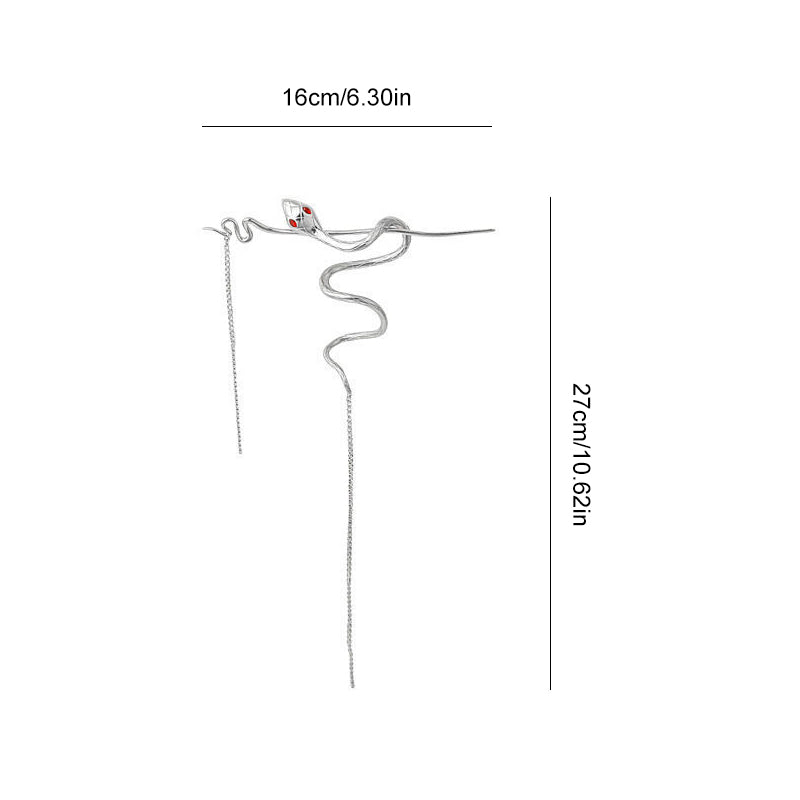 Avtoit | Silver Spiral Snake Tassel Hairpin
