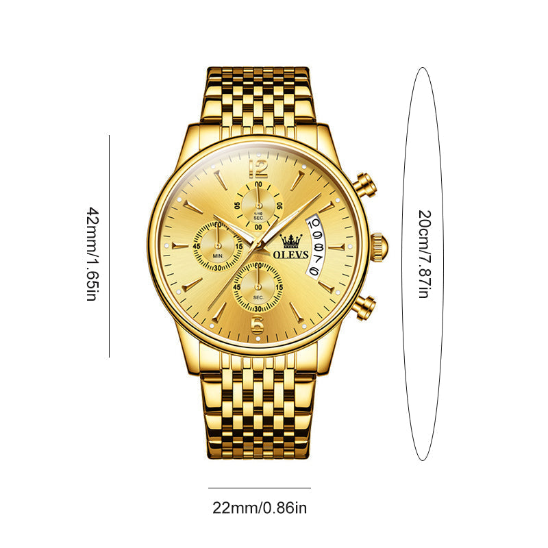 Avtoit | Luxury Gold Three-Eye Chronograph Dial Automatic Mechanical Watch