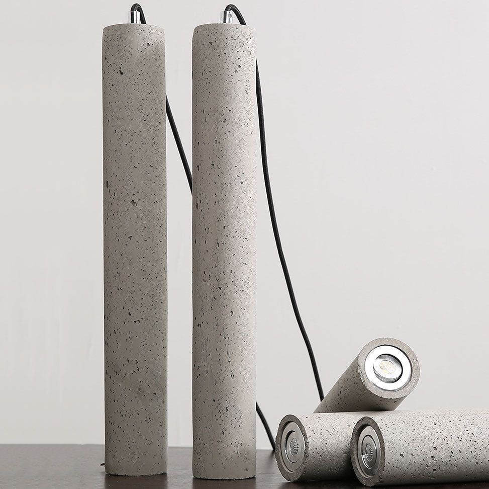 Avtoit | StoneCast Industrial Cylinder Pendant Light made of Concrete | 1 Light | Smooth or Rough Surface