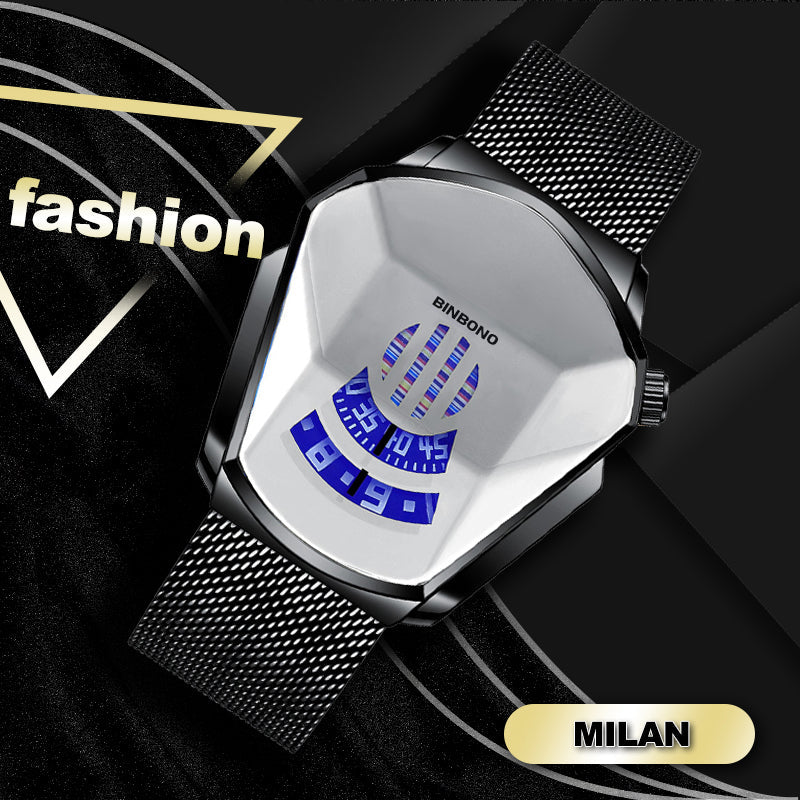 Men's Diamond-Style Quartz Watch with Creative Second Hand