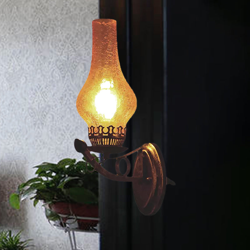 Avtoit | A light wall lamp light industrial crackle glass vase shape lighting fixture in yellow, 3.5"/5"/14.5" wide