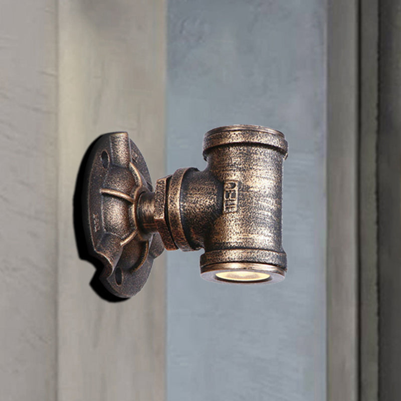 Avtoit | Antique style pipe wall lighting fixture 1 light wrought iron wall mount fixture in bronze for hallway