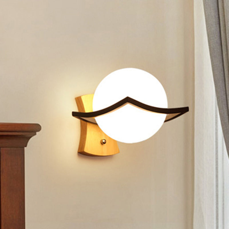 Avtoit | Contemporary globe shade wall lamp 1 head milk glass wall lamp in white for bedside table
