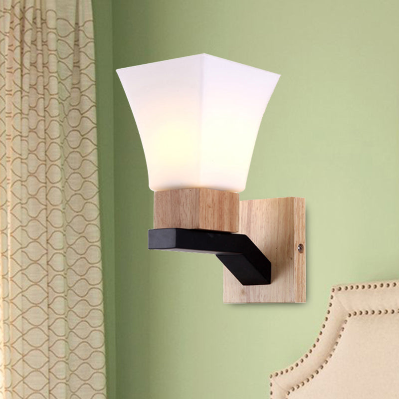 Avtoit | Modern White Wall Light Inverted Bell One Head Matte Glass Wall Lamp for Bedroom Dining Room
