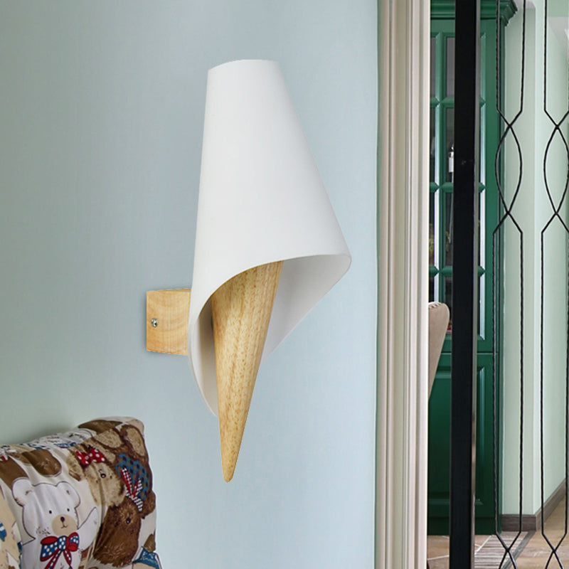 Avtoit | Glass Sweet Cone Wall Lamp Living Room 1 Light Contemporary Wall Light in White & Beige