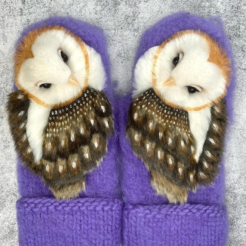 Avtoit | Handknitted Nordic gloves made of wool with owls