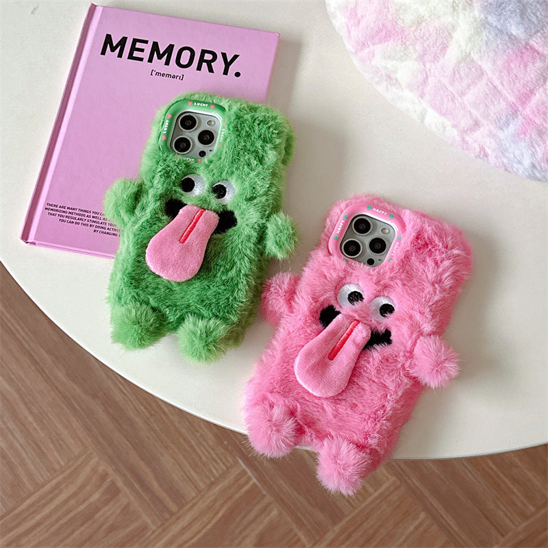 Avtoit | Funny Tongue Sticking Out Plush Phone Case For iPhone