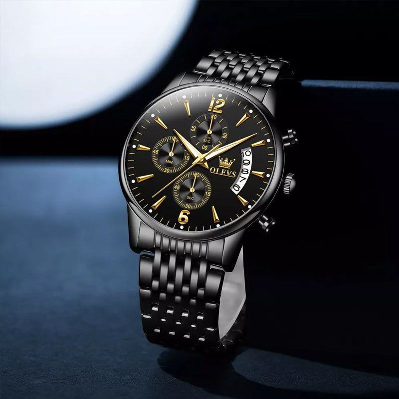 Avtoit | Luxury Gold Three-Eye Chronograph Dial Automatic Mechanical Watch