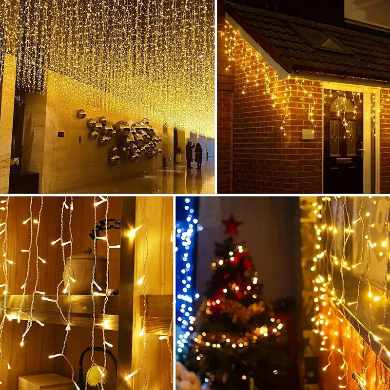 Avtoit | Quntis 10m 300 LED Solar String Lights – IP44 Waterproof Outdoor Garden & Patio Christmas Waterfall Icicle Lights for Holiday & Party Decoration