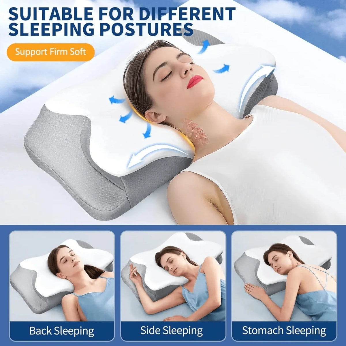 Avtoit | Butterfly Memory Foam Pillow - Orthopedic Pain Relief Shaped Pillow