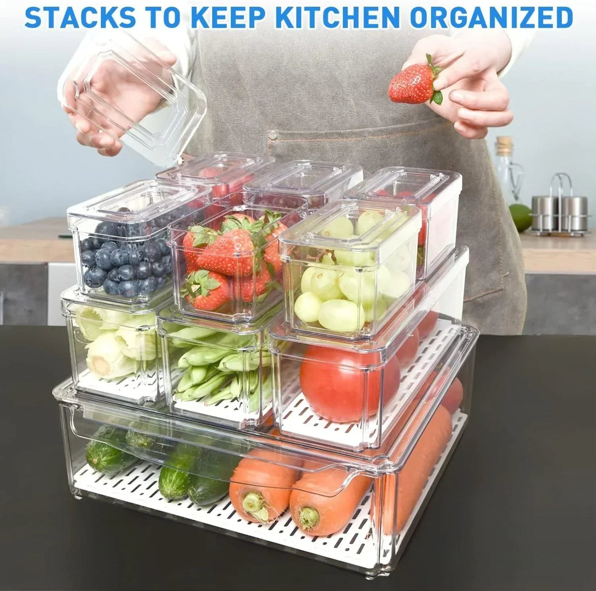 Avtoit | Stackable Fridge Organiser Set – 10 Clear Storage Boxes for Freshness & Kitchen Order