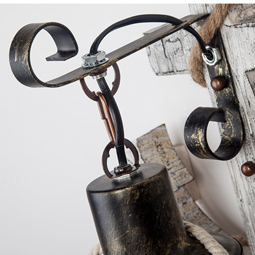 Avtoit | Vintage Anchor LED Wall Light - Industrial Metal & Wood for Dining Room/Living Room
