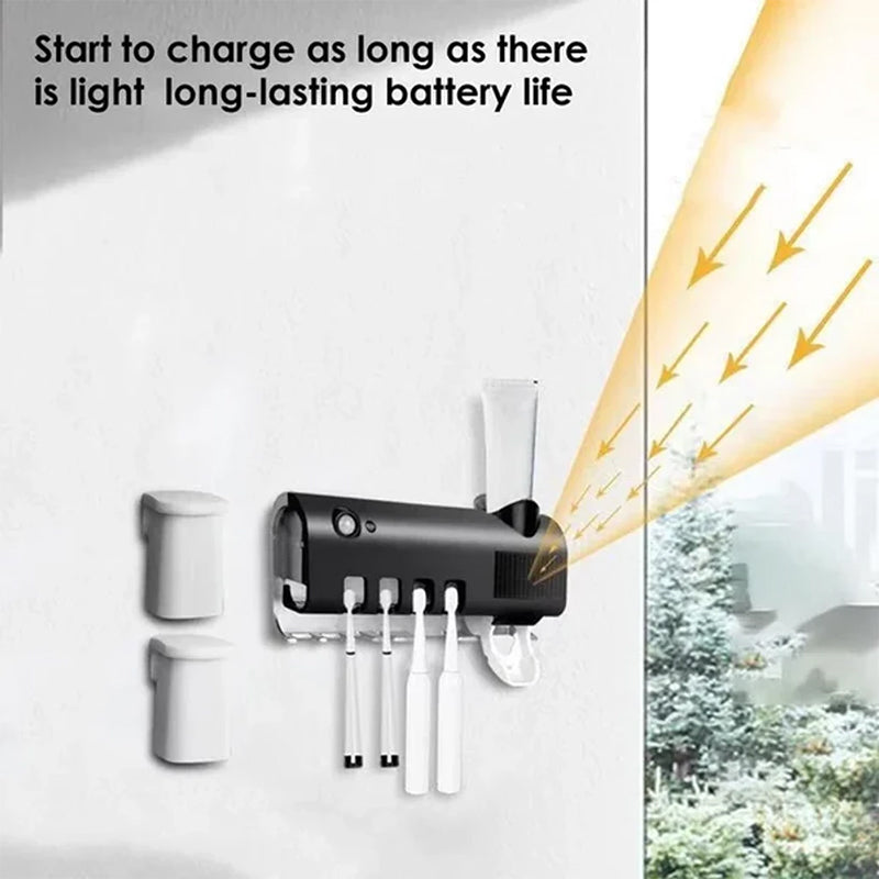 Avtoit | Smart UV Light Sterilizer Toothbrush Holder, Wall Mounted Toothpaste Dispenser