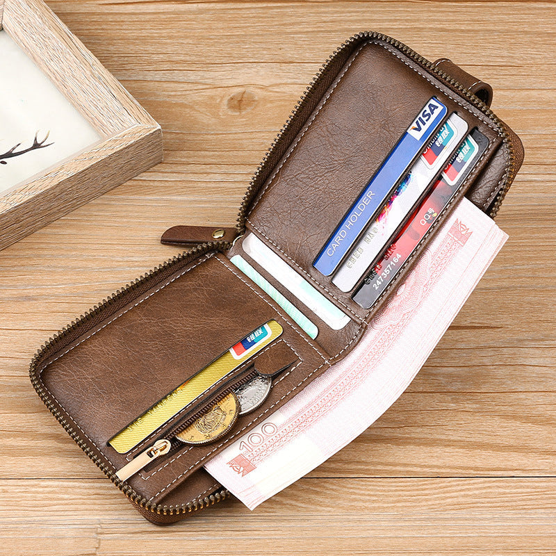 Avtoit | Men's New Short Fashion Multi-Cards Horizontal Zipper Wallet