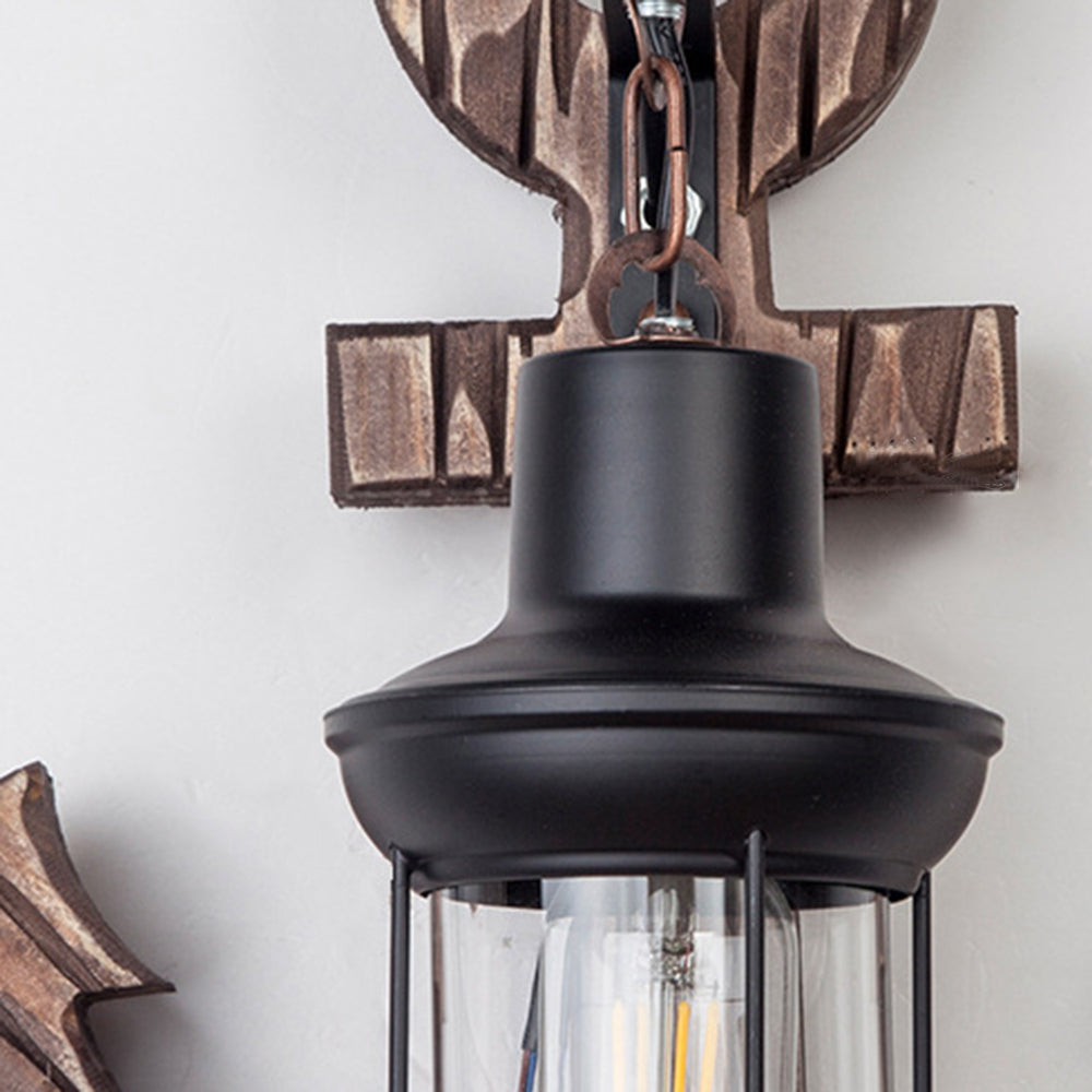 Avtoit | Vintage Anchor LED Wall Light - Industrial Metal & Wood for Dining Room/Living Room