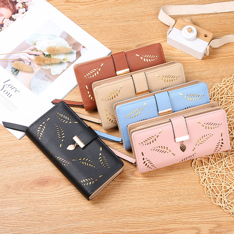 Avtoit | Long wallet for women with leaf pattern