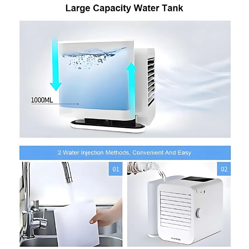 Avtoit | Hexton | Portable MicroCool Mini Air Conditioner with 1000ml Water Tank | Personal Cooling & Humidifier