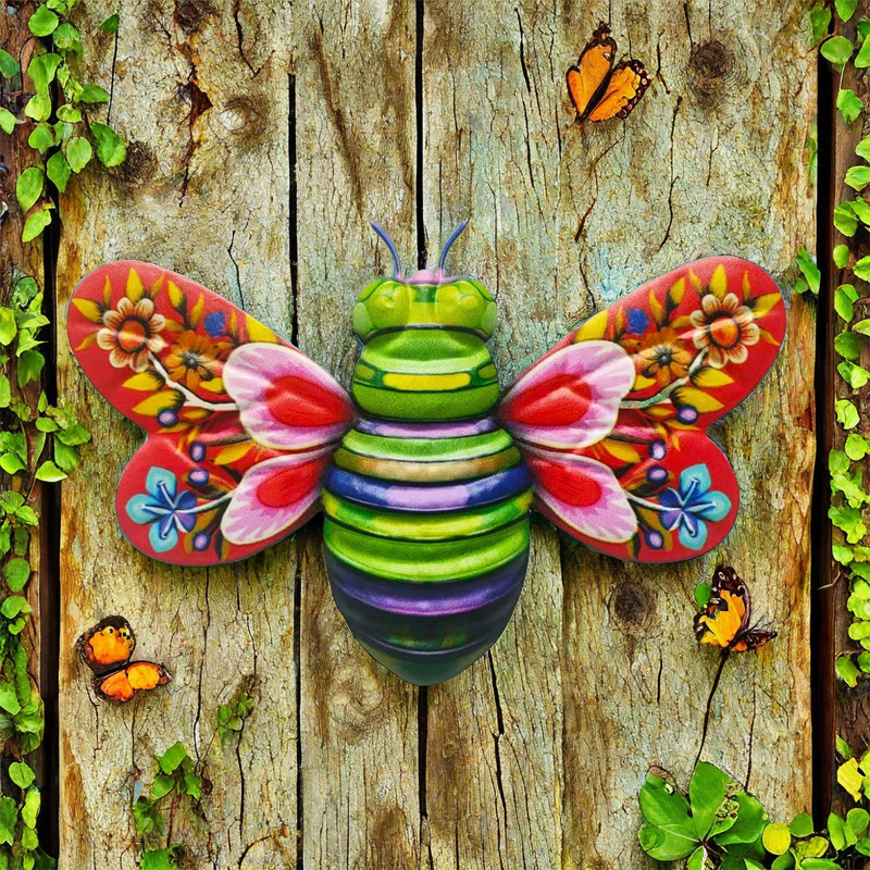 Avtoit | Iron Bee Art Sculpture Hanging Wall Decorations for Garden