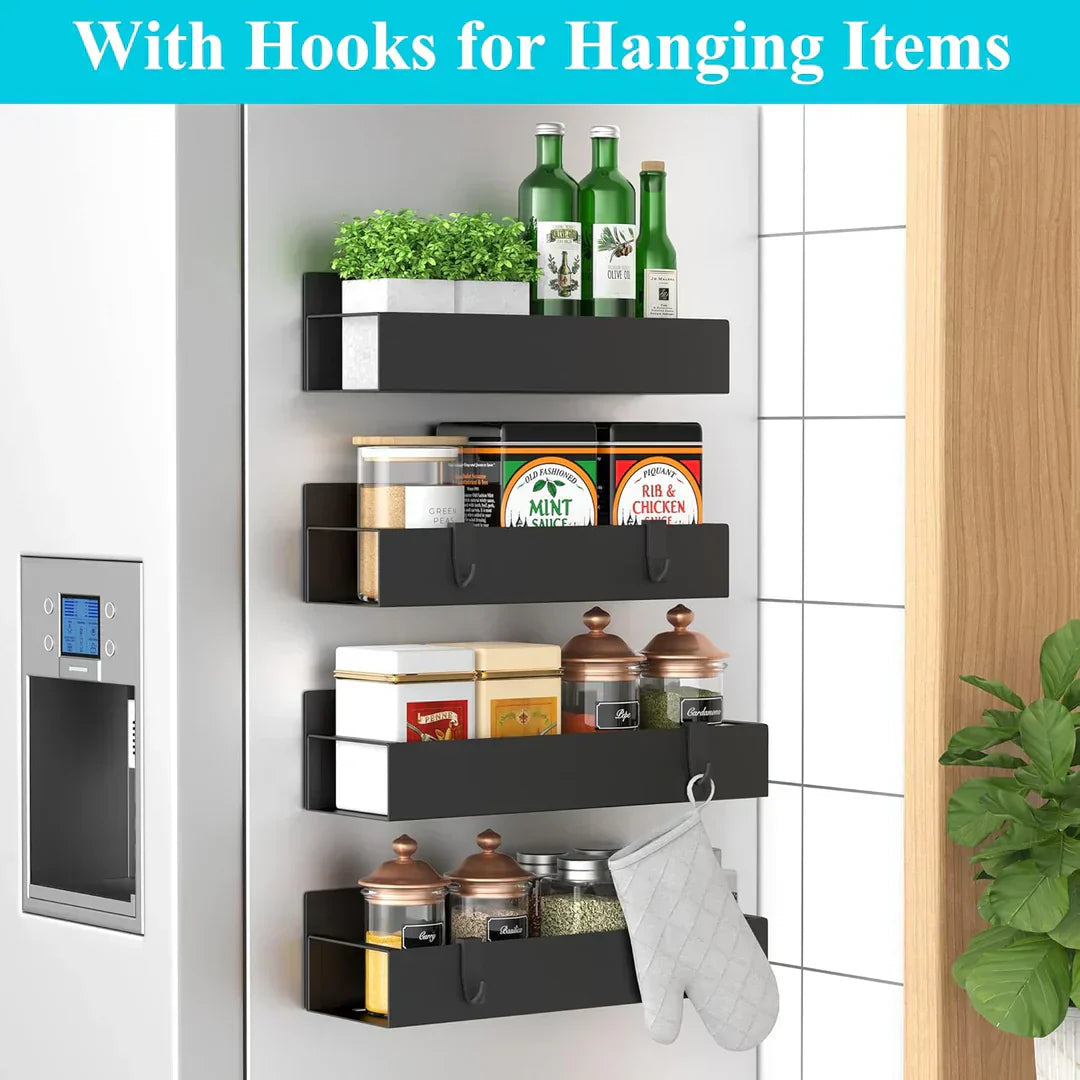 Magnetic Spice Rack for Refrigerator or Metal Surfaces, Space-Saving Storage