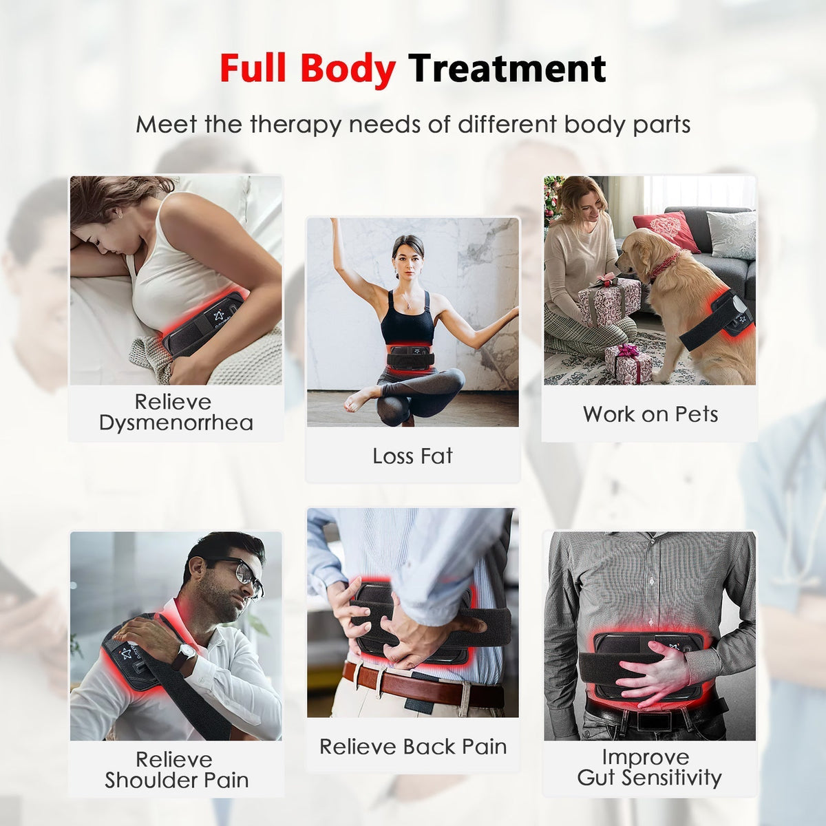 Avtoit | At Home Infrared Red Light Therapy Belt Pad for Pain Relief with 60 LED