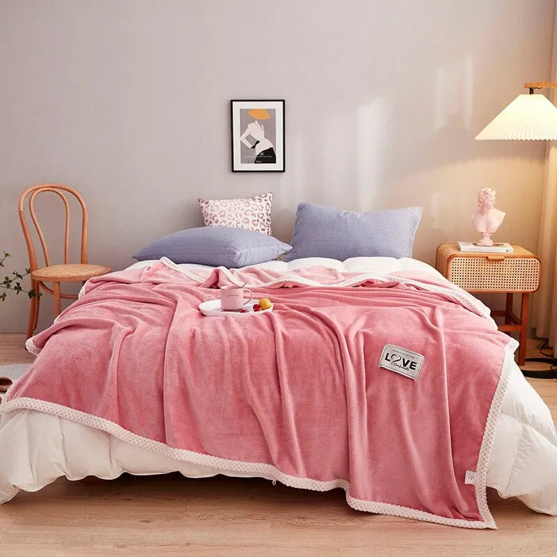 Avtoit | Flannel Fleece Snuggle Blanket in Pink