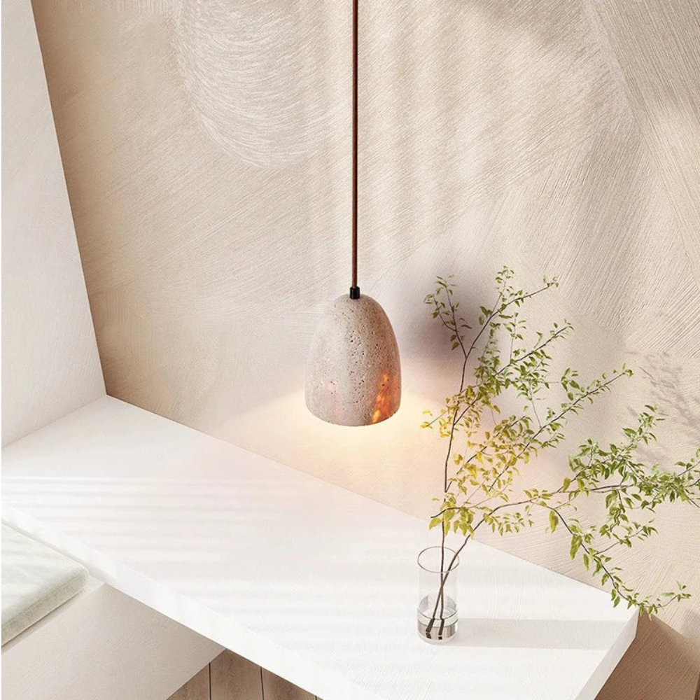 Avtoit | TerraLume – Pendant light with natural stone texture and warm glow