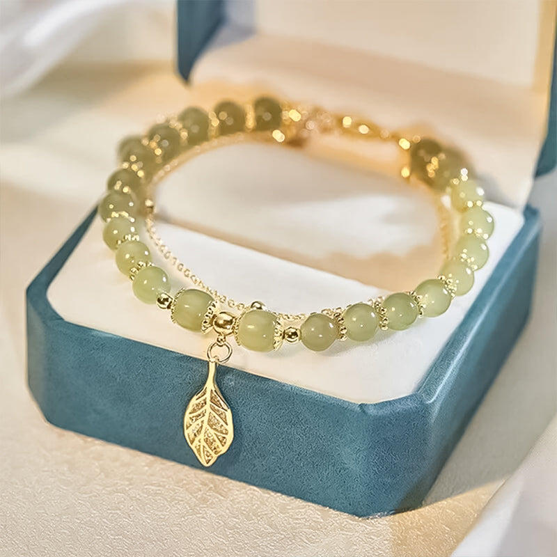 Avtoit | Hetian Jade Bracelet with Leaf