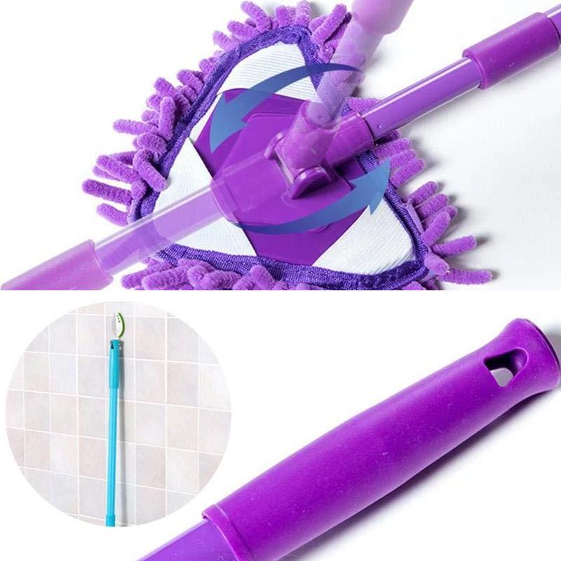 Rotatable adjustable triangular mop with 180-Degree Rotation