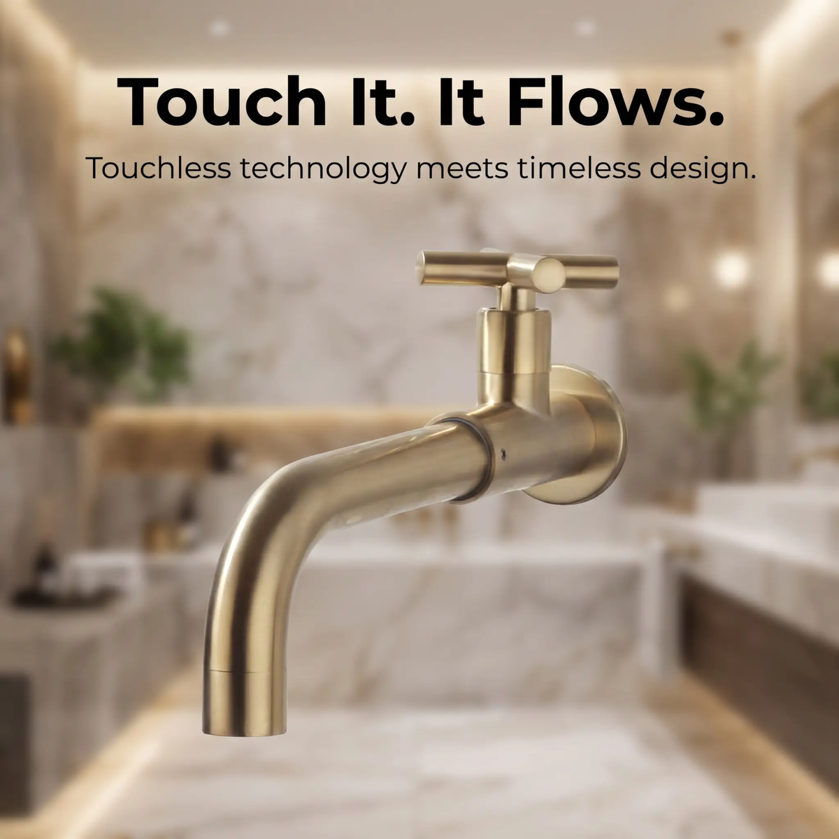 Avtoit | Contemporary Wall-Mounted Bathroom Faucet Cross Handles Stainless Steel Faucet