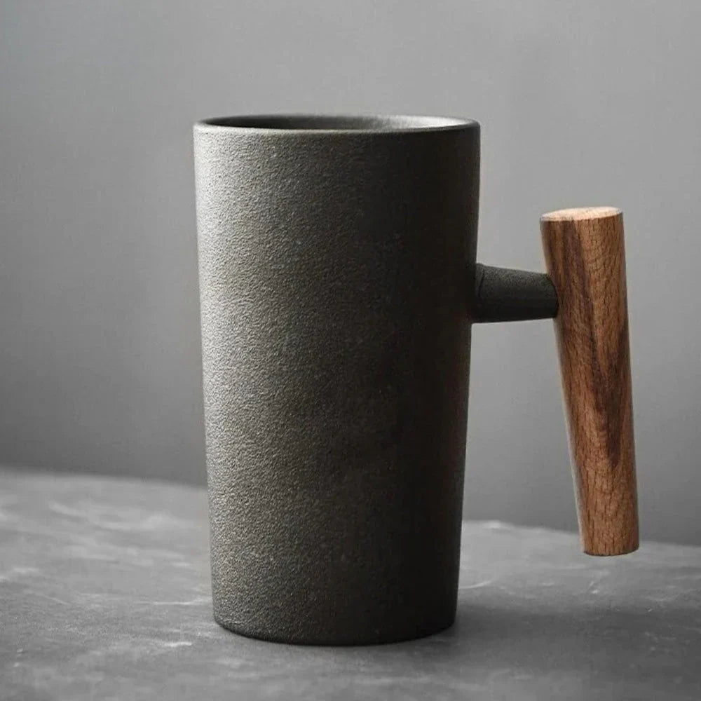 Avtoit | Nordic Design Mug – Minimalist Ceramic Mug with Wooden Handle